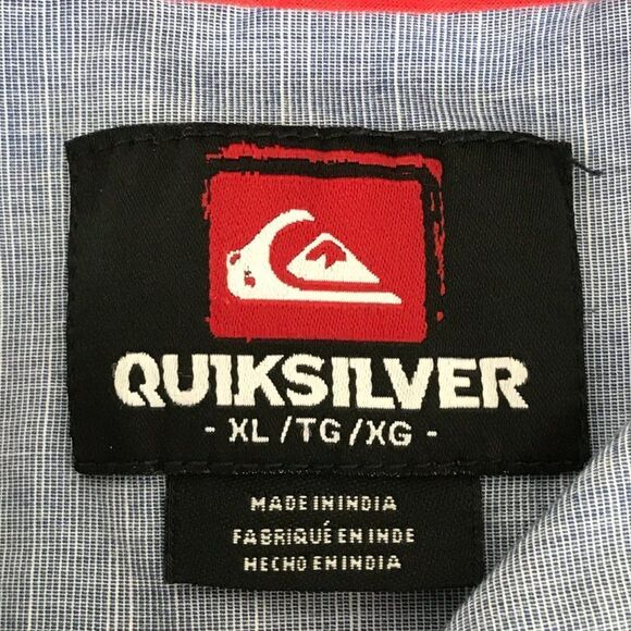 Quiksilver Button Up Shirt Men's XL Long Sleeve 100% Cotton Blue Casual - Picture 2 of 9